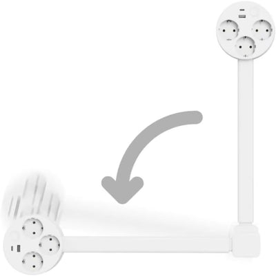Multiprise Rotative avec 3 Prises – Pivotement à 180°
