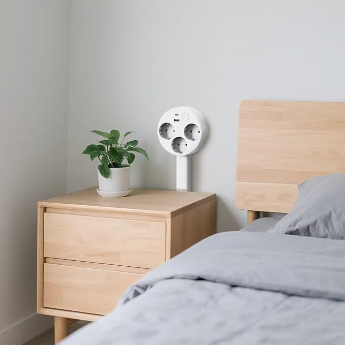 Multiprise Rotative avec 3 Prises – Pivotement à 180°