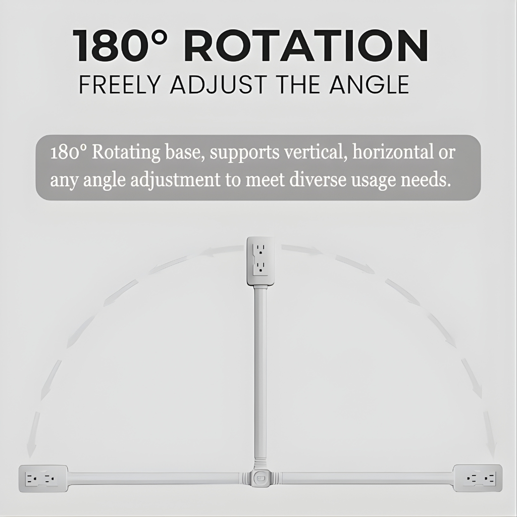 Multiprise Rotative avec 3 Prises – Pivotement à 180°